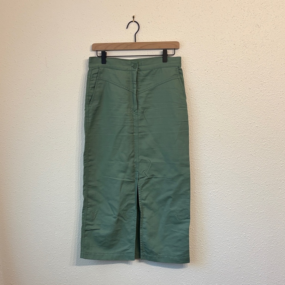 Massimo Dutti Sage Green Midi Skirt